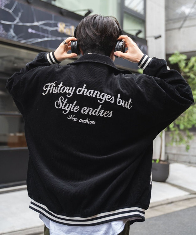 WEGO ヴィンテージコーデュロイスタジャン ブラック