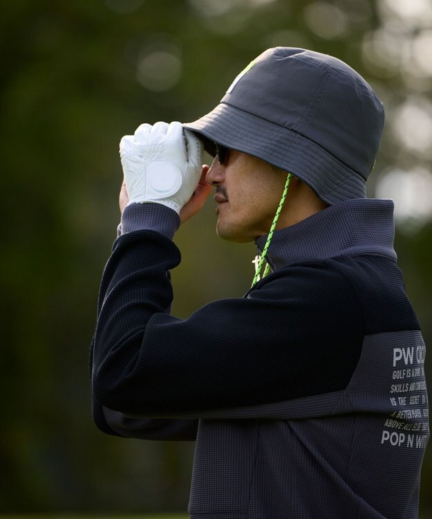 PW CIRCULUS 今が旬トップス！【ドライな肌触り / UV遮蔽率98.9% UVカット / ストレッチ】【MEN】ワッフルハーフジップトップス  ゴルフ グレー系