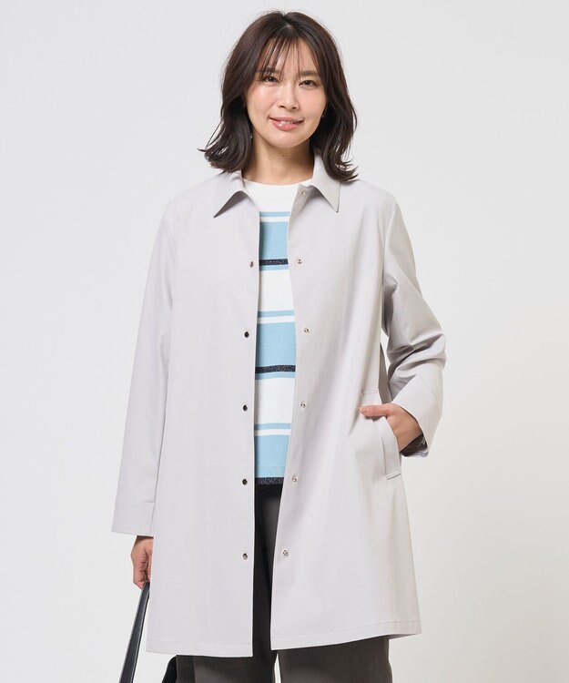 J.PRESS LADIES L ドライツイルストレッチ ステンカラー コート ライトグレー系