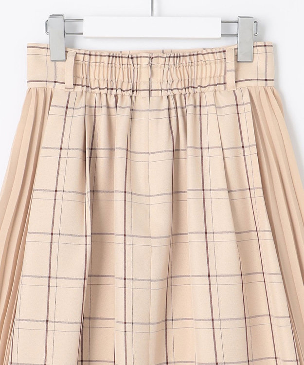 Feroux 【洗える】プリーツコンビチェック スカート ベージュ系3