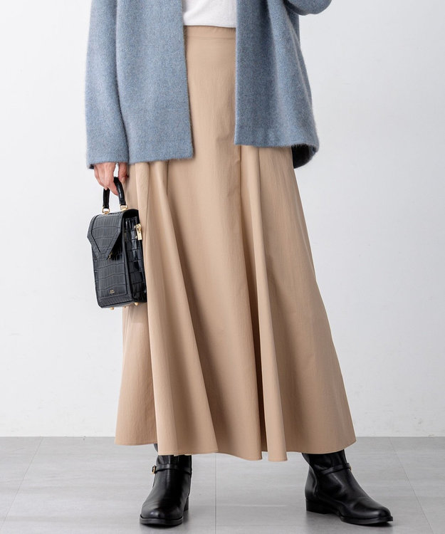 23区 L 【洗える】ストレッチタイプライター フレア スカート キャメル系