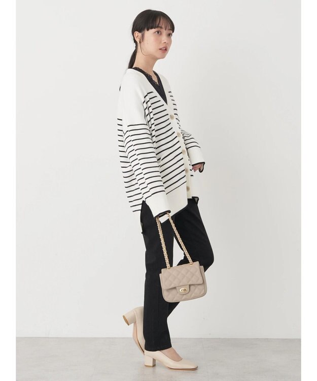 earth music&ecology レースＶネックテレコインナー Black