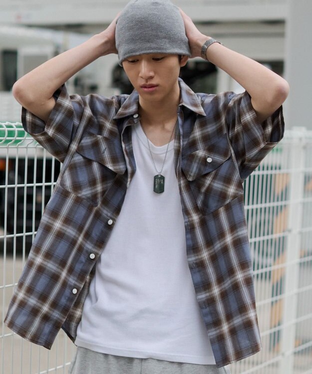 WEGO オンブレチェックシャツ（SS） 柄4