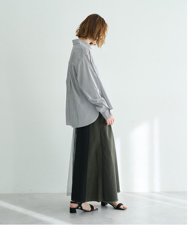 YECCA VECCA スカーフデザインアシメシャツ Stripe