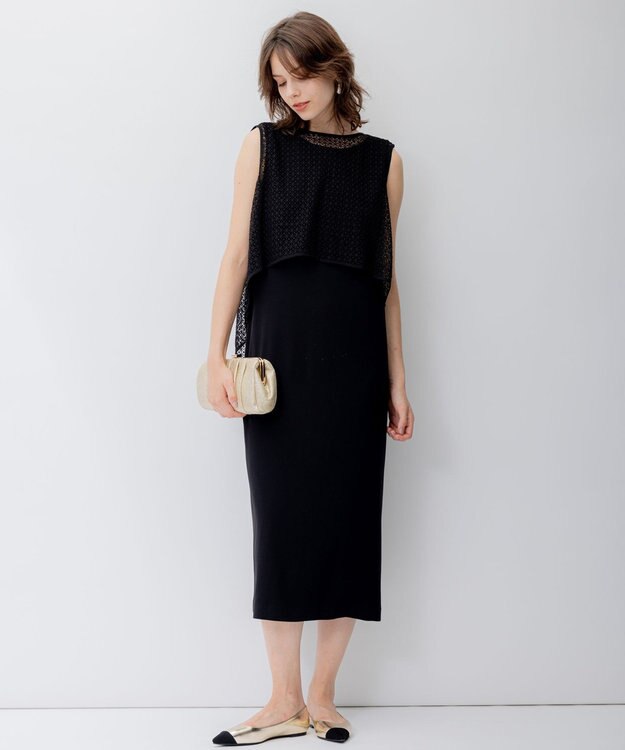 23区 【APPLAUDIR】クリスタルフラワーコンビ ドレス ブラック系