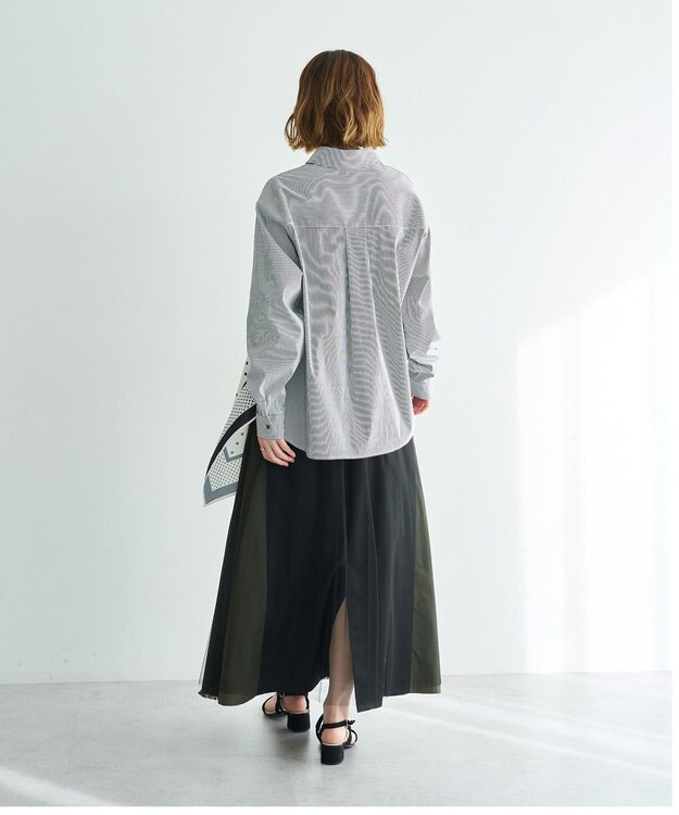 YECCA VECCA スカーフデザインアシメシャツ Stripe