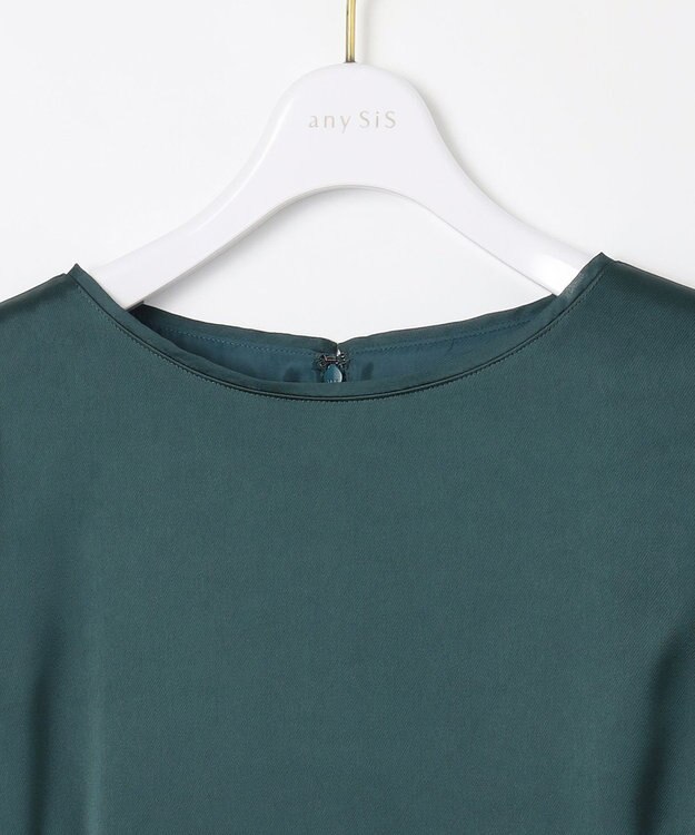 ANY SIS 【洗える】シフォンスリーブサック ドレス グリーン