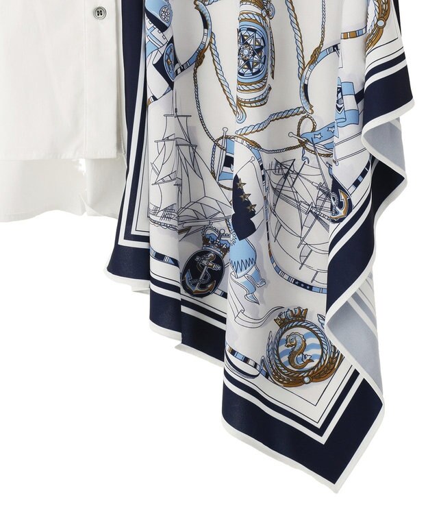 YECCA VECCA スカーフデザインアシメシャツ White