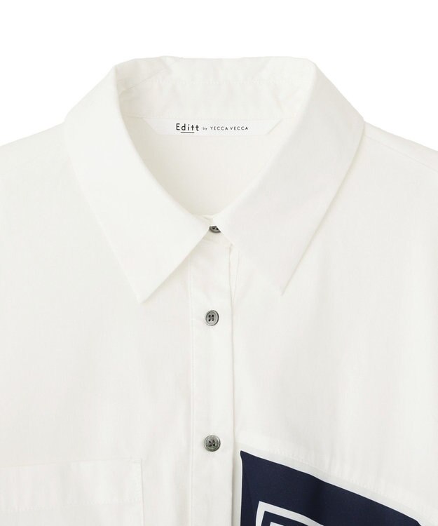 YECCA VECCA スカーフデザインアシメシャツ White