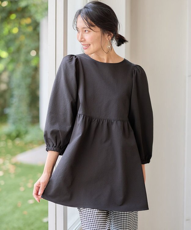 ANY L サッカーパフスリーブブラウス ブラック