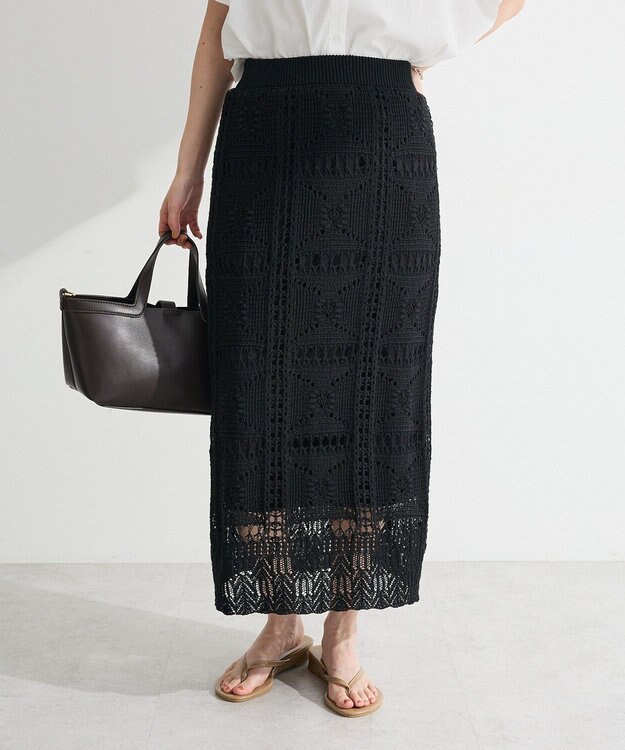 Green Parks クロシェニットスカート Black