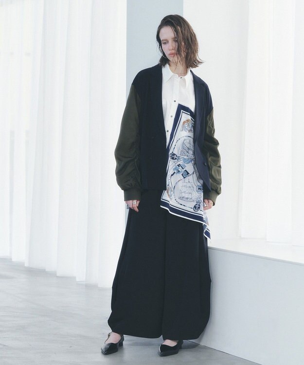 YECCA VECCA スカーフデザインアシメシャツ White