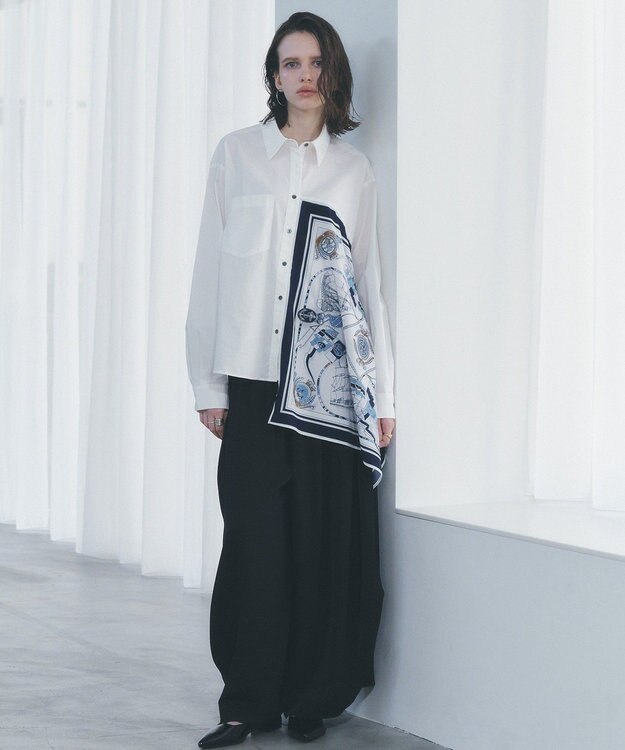 YECCA VECCA スカーフデザインアシメシャツ White