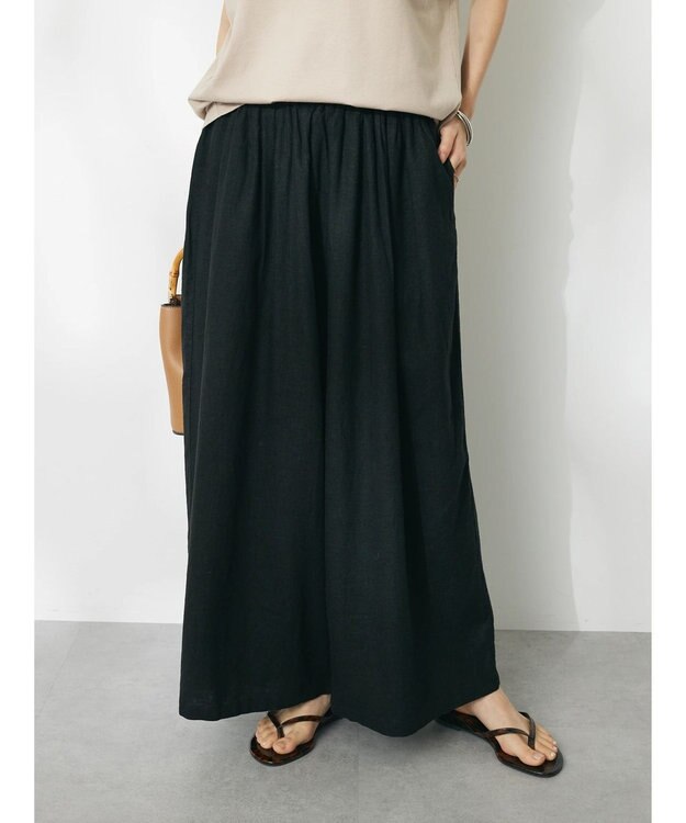 CRAFT STANDARD BOUTIQUE 【キナリノ別注】リネンレーヨンワイドパンツ Black