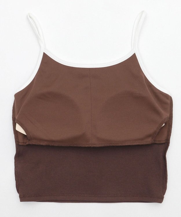 WEGO 【カップ付きインナー】ワンポイント刺繍キャミ ブラウン