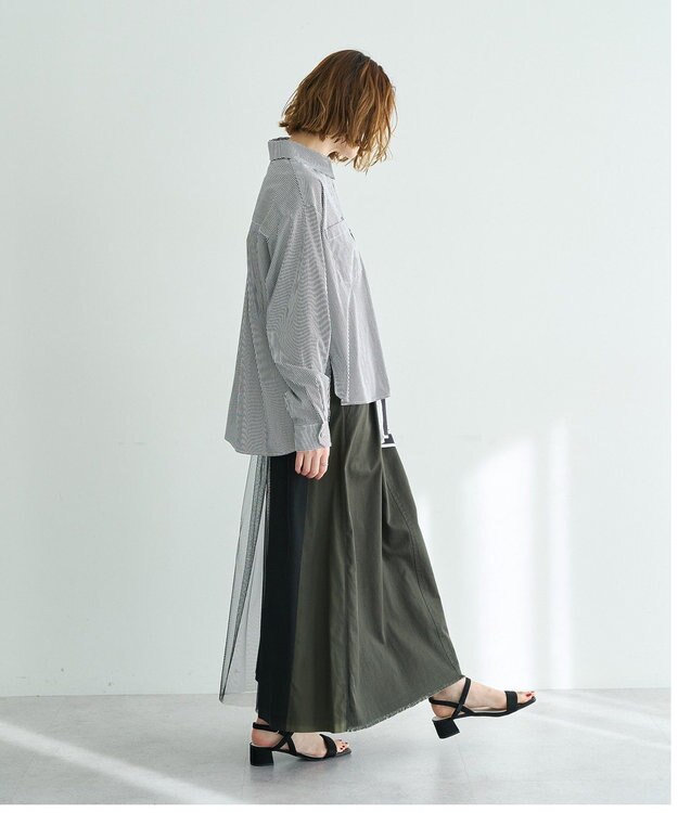 YECCA VECCA スカーフデザインアシメシャツ Stripe