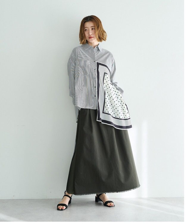 YECCA VECCA スカーフデザインアシメシャツ Stripe