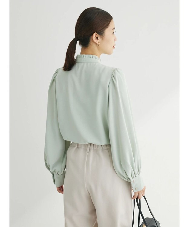 Green Parks ・ＥＬＥＮＣＡＲＥ　ＤＵＥ　ピンタックスタンドブラウス Light Green