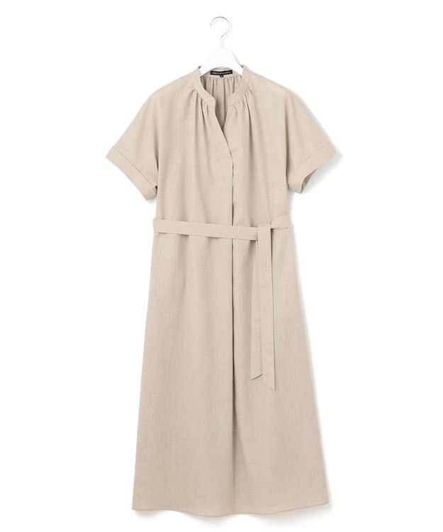 23区 L 【洗える】トリアセスラブストレッチ ワンピース ベージュ系