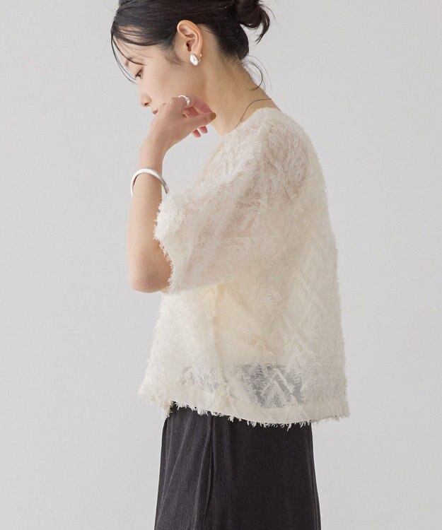 AMERICAN HOLIC フリンジジャガードブラウス Ivory