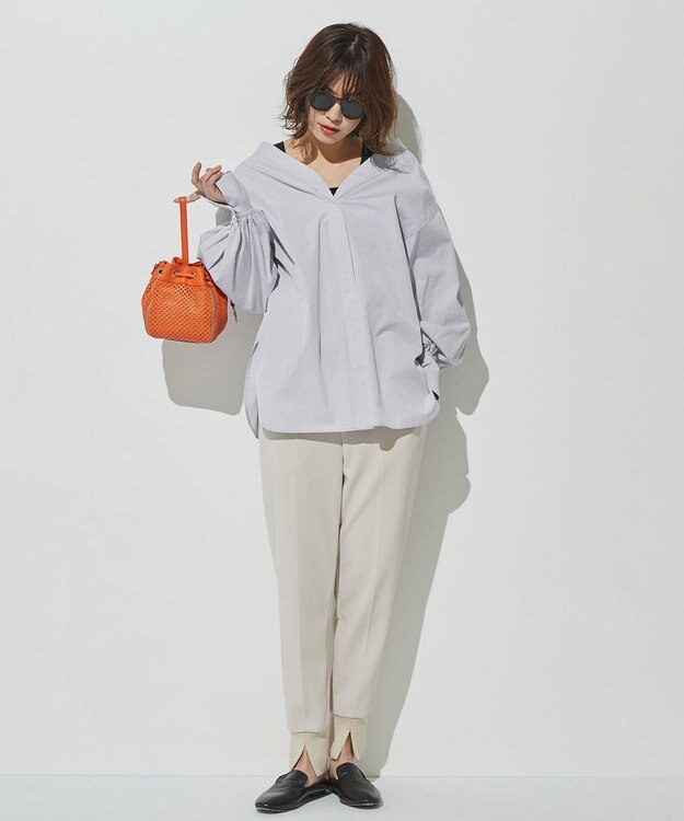 #Newans 【ANSWER for ヘルシーカジュアル】クロスリボンシャツ グレー系