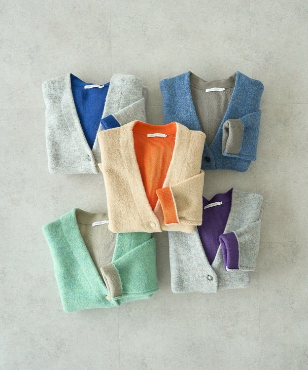 AMERICAN HOLIC ブークレＷフェイスＶネックニットカーディガン Light Gray Mixture