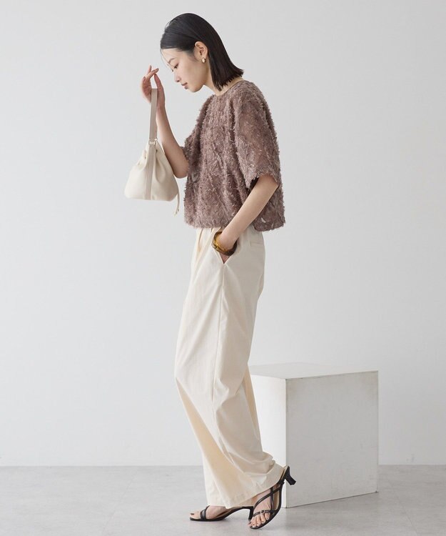 AMERICAN HOLIC フリンジジャガードブラウス Mocha