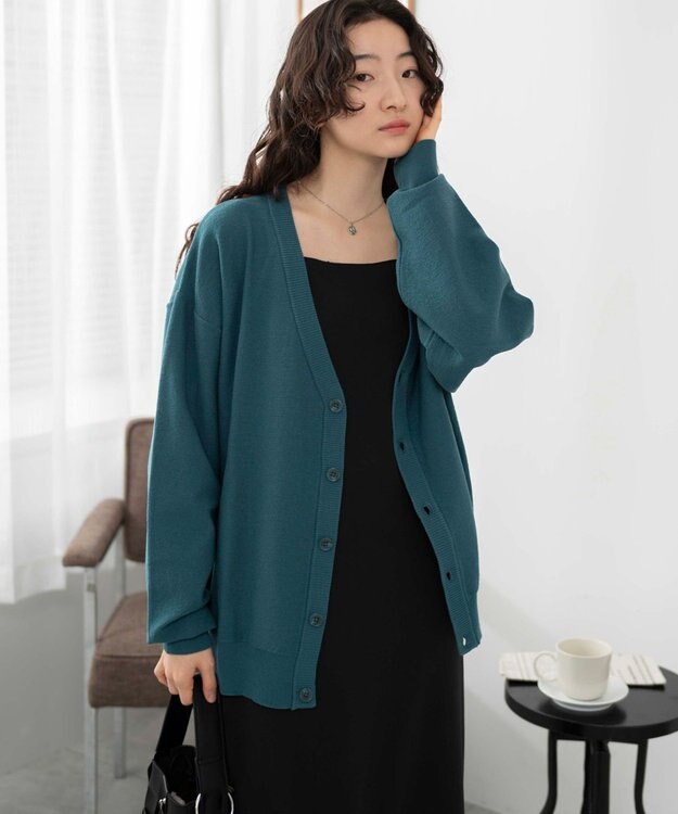 WEGO 【ユニセックス着用ITEM/紫外線対策/冷房対策】オーバーフィットドライタッチカーディガン ブルー