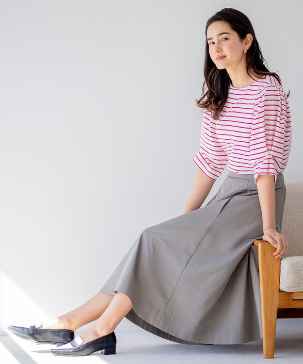 組曲 L 【5色展開・後ろゴム仕様】カラータフタ スカート ライトグレー系