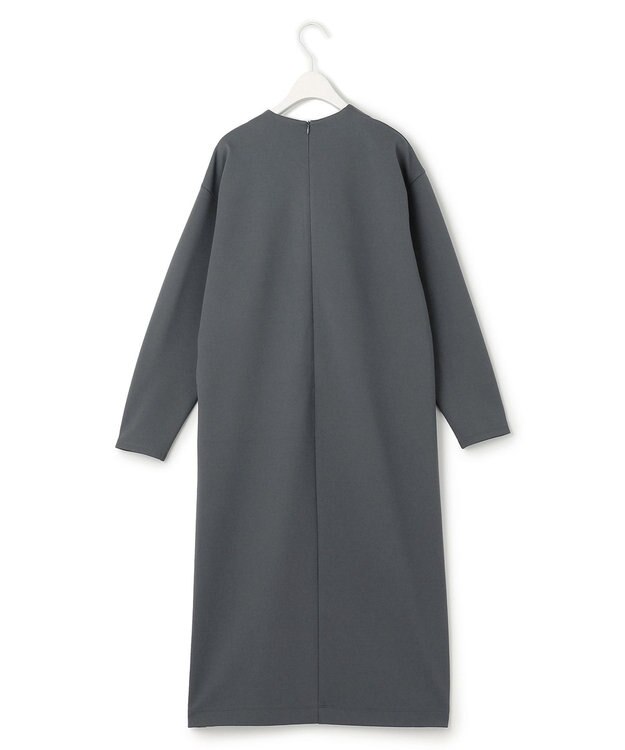 ICB 【WEB限定・洗える】ストレッチポンチ Vネックワンピース ダルブルー系