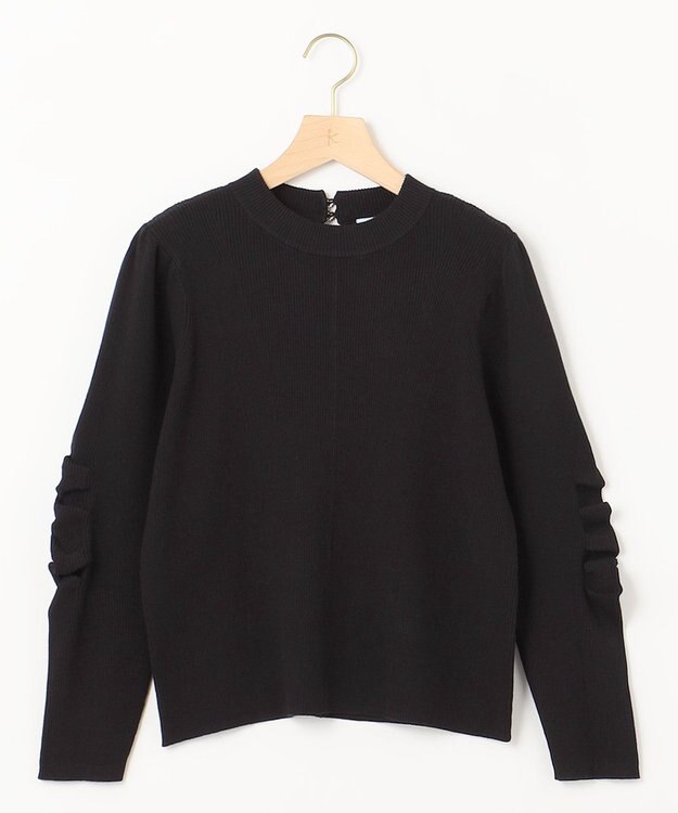 組曲 Elena フリルスリーブ ニットプルオーバー ブラック系