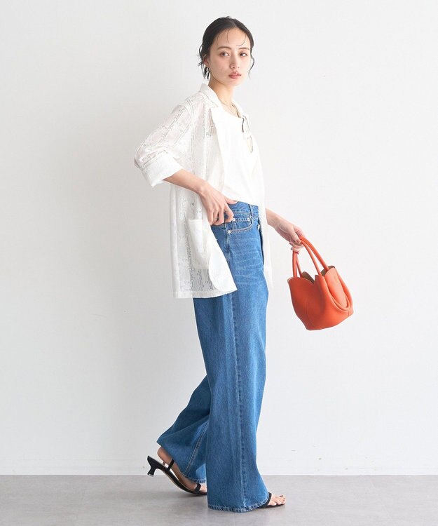 earth music&ecology レースシャツジャケット Ivory
