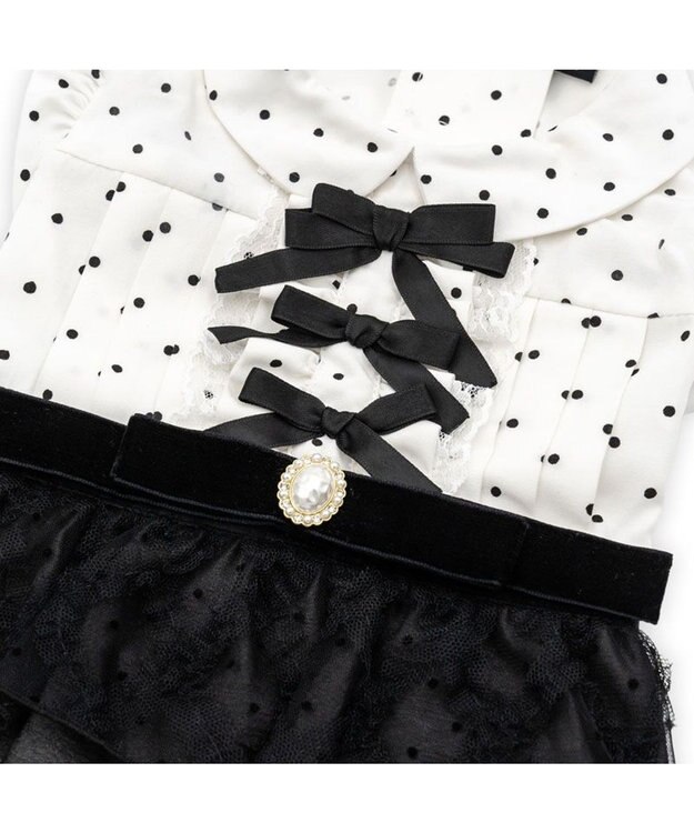 PET PARADISE cherircouture ドットシャツ ワンピース 小型犬 ホワイト×ブラック
