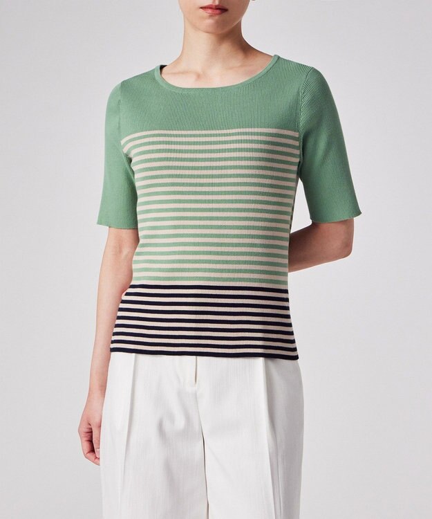 Paul Smith リブ ボーダー ニット グリーン