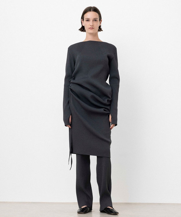 NAVE 【ReNAVE・洗える】スポンディッシュワイドリブワンピース グレー系