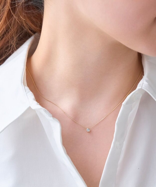 Phoebe 【金属アレルギー対応】シャインベゼルセッティングネックレス　シャンパンゴールド シャンパンゴールド
