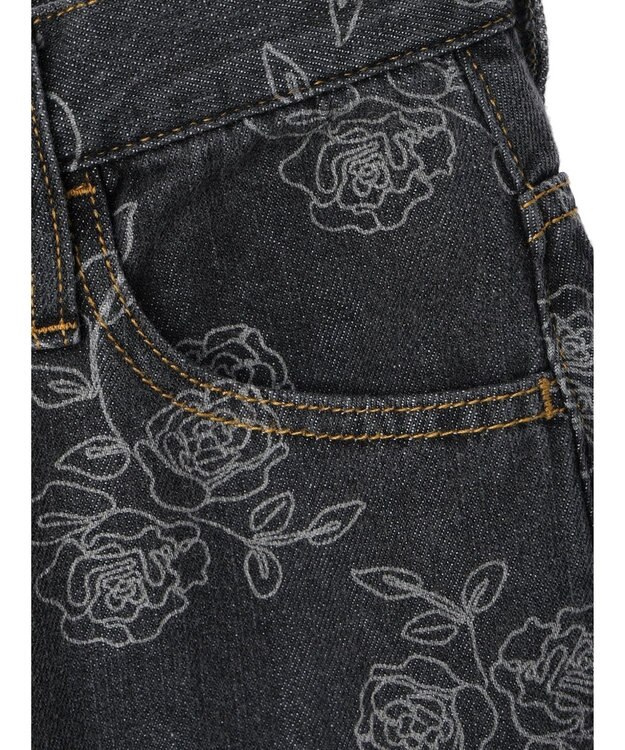 Green Parks ・Ｄｏｕｂｌｅ　Ｆｌａｇｓ　フラワー抜染ストレートデニム Black