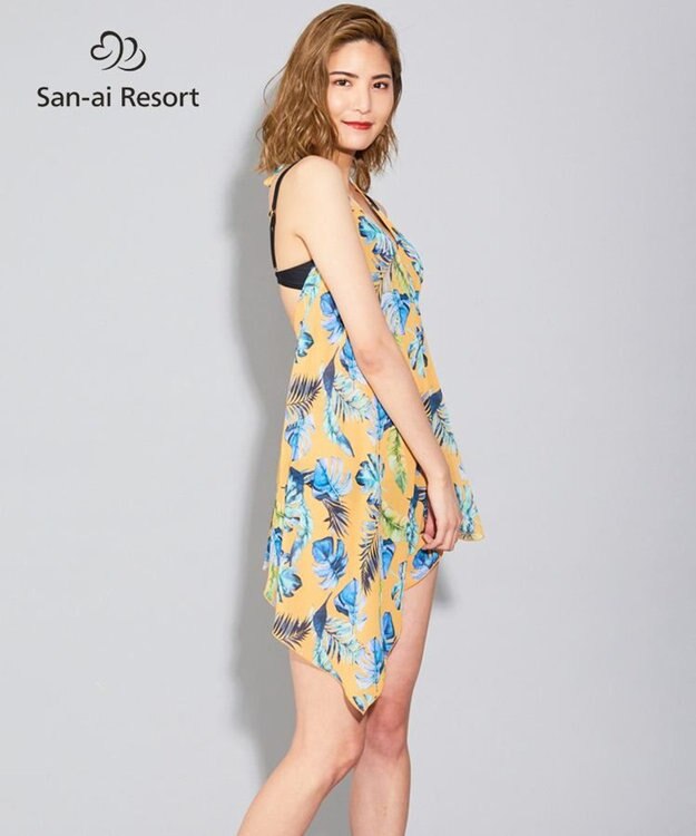 San-ai Resort（三愛水着楽園） 【SALE】【San-ai Resort】リーフ柄 パレオワンピース M イエロー