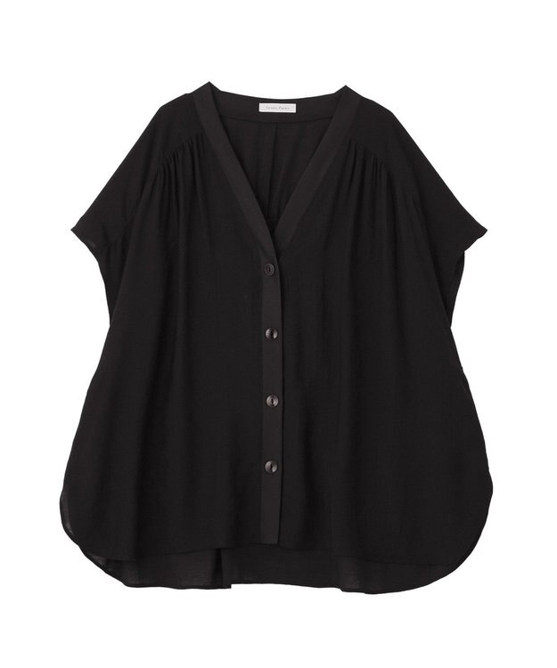 Green Parks フレンチスリーブリブドッキングシャツ Black