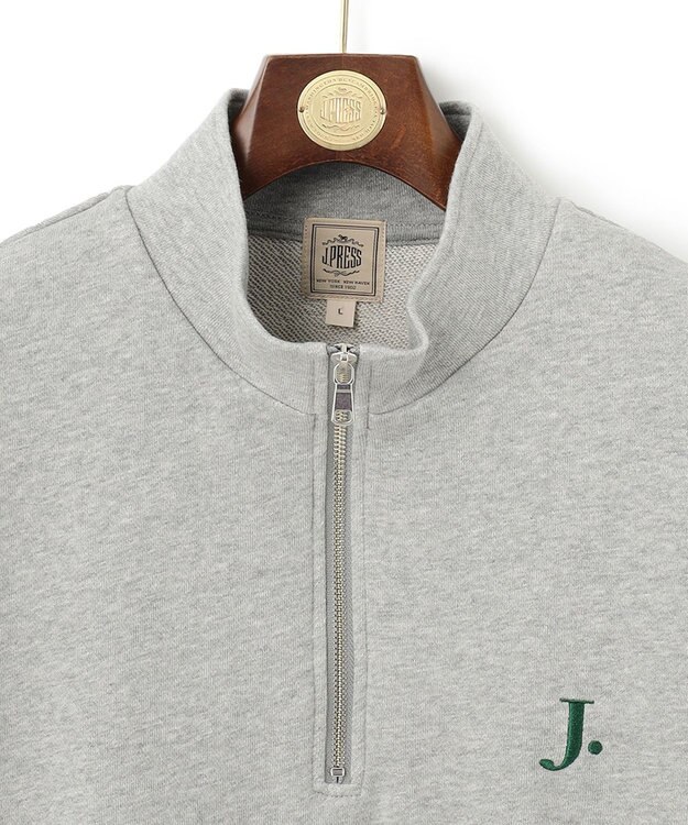 J.PRESS MEN 【WEB限定】J刺繍ハーフジップスウェット ライトグレー系