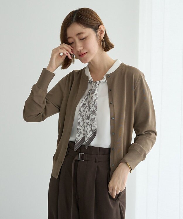 YECCA VECCA 【UVカット】クルーネックカーディガン Dark Beige