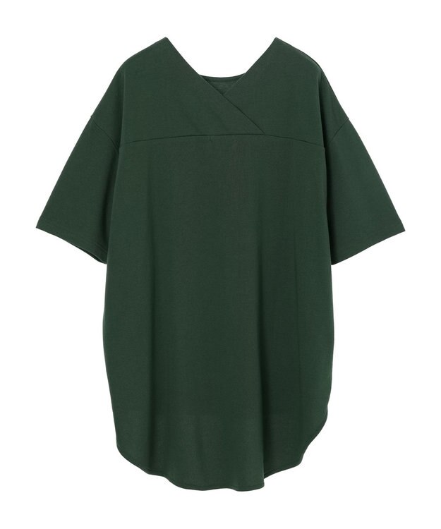 Green Parks ミニ裏毛バックカシュクール半袖チュニック Green