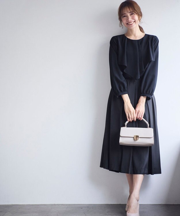 ANY SIS L 【洗える】ケープフリル ブラウス ネイビー