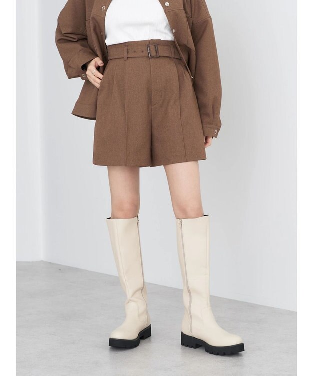 earth music&ecology ベルト付きショートパンツ Mocha
