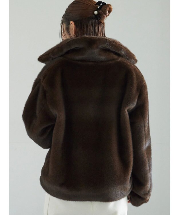 Te chichi 【宮本茉由着用】グラデーションファースタンドジャケット ブラウン