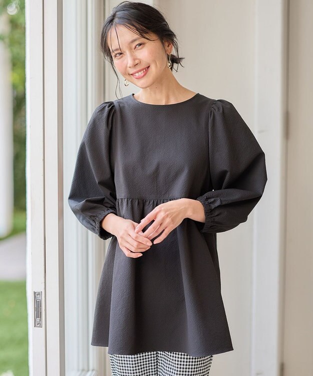 ANY L サッカーパフスリーブブラウス ブラック