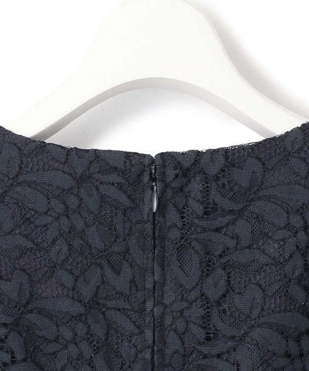 23区 【洗える】トリアセダブルジョーゼット フレア ワンピース ネイビー系