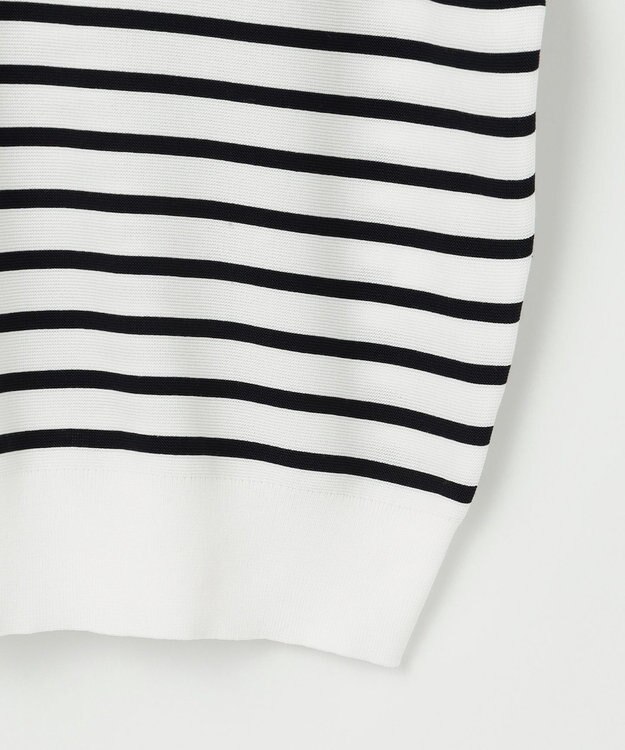 J.PRESS LADIES L 【洗える・抗菌防臭】 ドルマンガーター ボーダー ニット ホワイト系1