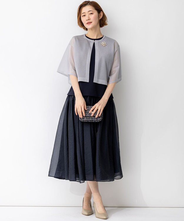 23区 S 【APPLAUDIR】グロッシーニット ボレロカーディガン シルバー系