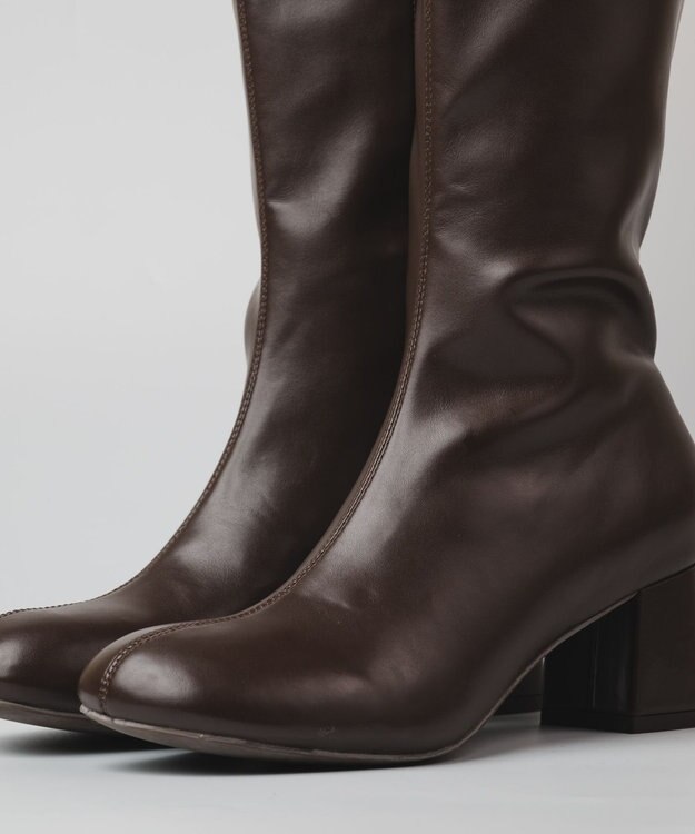 BONTRE 【PRECIEUX JOUET/プレシュウジュエ】オブリークジップロングブーツ ダークブラウン